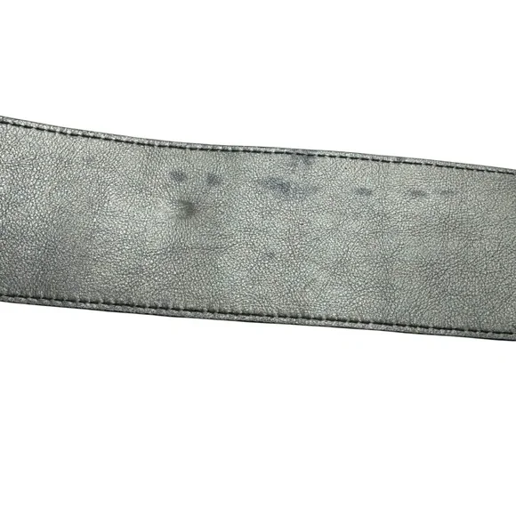 BURBERRY GUNMETAL PEWTER LEATHER WIDE WAIST BELT WITH PLEATED RUFFLES - Picture 13 of 16